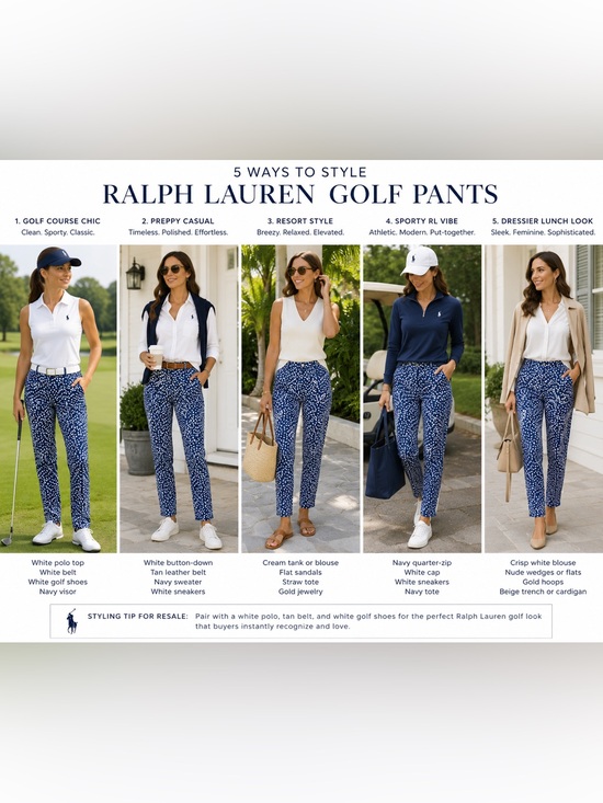 Ralph Lauren Pants - Ralph Lauren Women’s Blue Printed Golf Pants